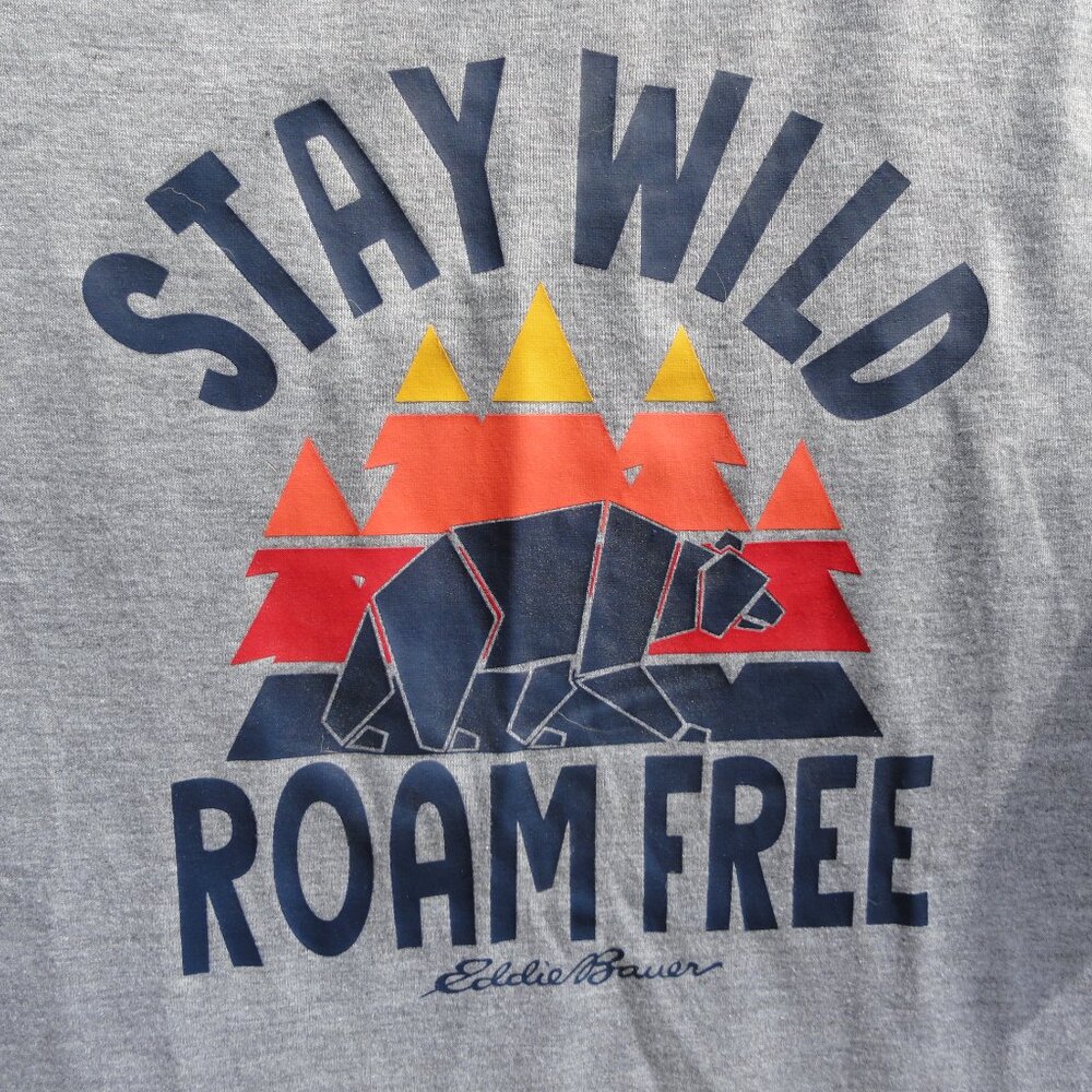 3 for $10 Boys 10/12 Medium Eddie Bauer Boys Shirt Stay Wild Roam Free - Picture 2 of 6
